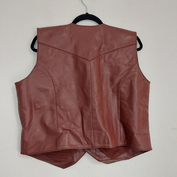 Saguaro West Roper  Western Vest Men's L. Leather Brown  Snap Button, Pockets - Picture 5 of 7